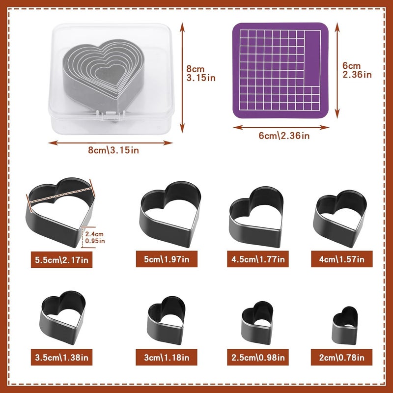 Yizzvb 8 Pcs Heart Leather Cutter Set, 8 Sizes High Carbon Steel Heart Punch Tools, Sharp Hollow Die Cutters for DIY Leather Crafts, Jewelry Making with Portable Plastic Storage Box - Image 2